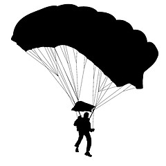 Image showing Skydiver, silhouettes parachuting illustration