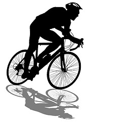 Image showing Silhouette of a cyclist male.  illustration.
