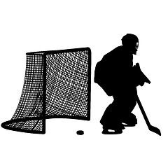 Image showing silhouette of hockey player. Isolated on white. 