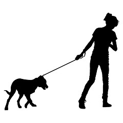 Image showing Silhouette of people and dog. illustration.