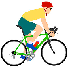 Image showing Silhouette of a cyclist male.  or illustration.