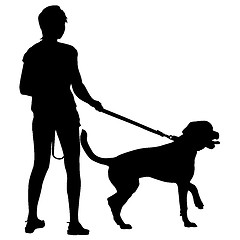 Image showing Silhouette of people and dog. illustration.