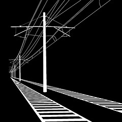 Image showing Railroad overhead lines. Contact wire. illustration.