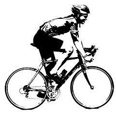 Image showing Silhouette of a cyclist male.  illustration.