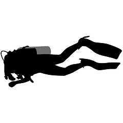 Image showing Black silhouette scuba divers. Vector illustration.