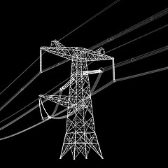 Image showing Silhouette of high voltage power lines. illustration