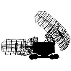 Image showing Silhouette  military radar dish. illustration.