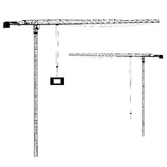 Image showing Silhouette on the construction cranes. illustration