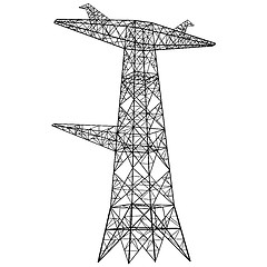 Image showing Silhouette of high voltage power lines. illustration