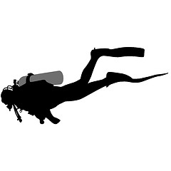 Image showing Black silhouette scuba divers. Vector illustration.