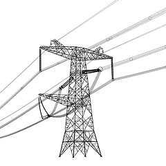 Image showing Silhouette of high voltage power lines. 