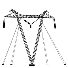 Image showing Silhouette of high voltage power lines. illustration.