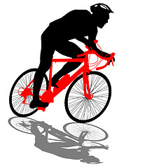 Image showing Silhouette of a cyclist male.  illustration.