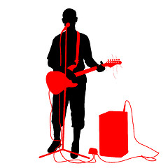 Image showing Silhouette musician plays the guitar. illustration.