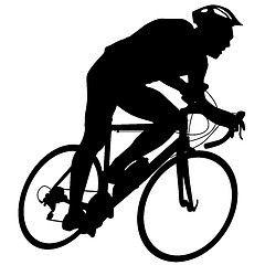 Image showing Silhouette of a cyclist male.  illustration.