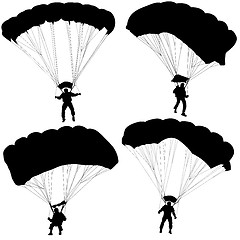 Image showing Set skydiver, silhouettes parachuting illustration