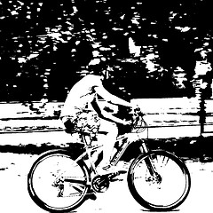 Image showing Silhouette of a cyclist male.  or illustration.