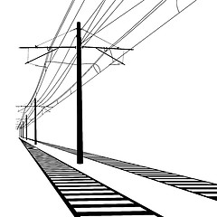 Image showing Railroad overhead lines. Contact wire. illustration.