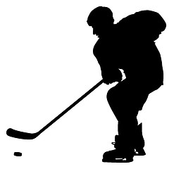 Image showing silhouette of hockey player. Isolated on white. 