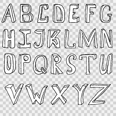 Image showing Hand drawing alphabet illustration set in black ink