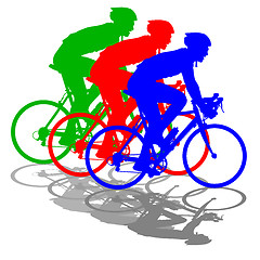 Image showing Silhouette of a cyclist male.  illustration.