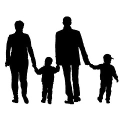 Image showing Black silhouettes Family on white background. 