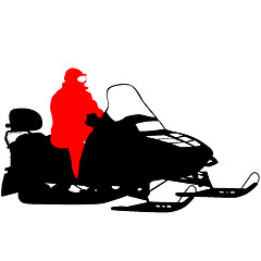 Image showing Silhouette snowmobile  on white background. illustration