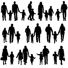 Image showing Black silhouettes Family on white background. 