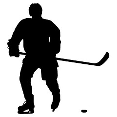 Image showing silhouette of hockey player. Isolated on white. 