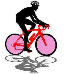 Image showing Silhouette of a cyclist male.  illustration.