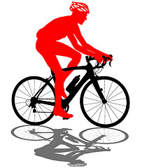 Image showing Silhouette of a cyclist male.  illustration.