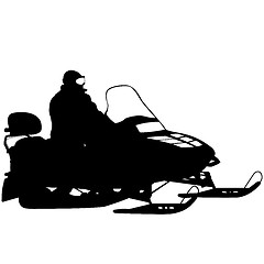 Image showing Silhouette snowmobile  on white background. 