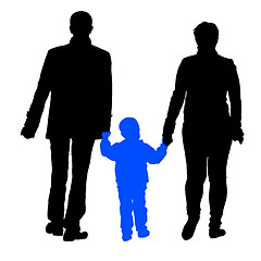 Image showing Black silhouettes Family on white background. 