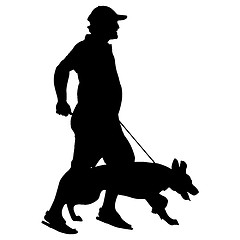 Image showing Silhouette of people and dog. illustration.