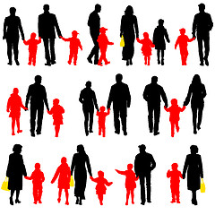 Image showing Black silhouettes Family on white background. 