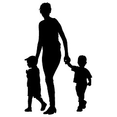 Image showing Silhouettes Family on white background. illustration.