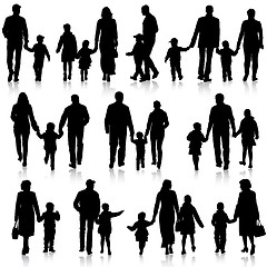 Image showing Black silhouettes Family on white background. 