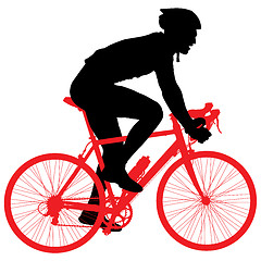 Image showing Silhouette of a cyclist male.  or illustration.