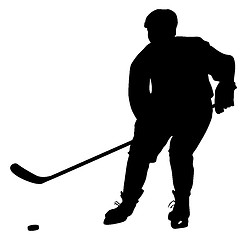 Image showing silhouette of hockey player. Isolated on white. 