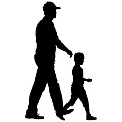 Image showing Silhouettes Family on white background. illustration.