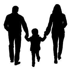 Image showing Black silhouettes Family on white background. 