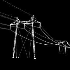 Image showing Silhouette of high voltage power lines. illustration.