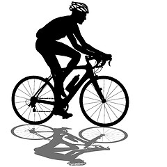 Image showing Silhouette of a cyclist male.  or illustration.