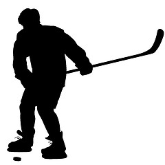 Image showing silhouette of hockey player. Isolated on white. 