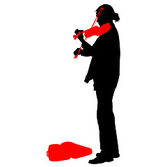 Image showing Silhouette street violinist on white background. 