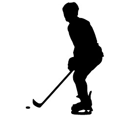 Image showing silhouette of hockey player. Isolated on white. 