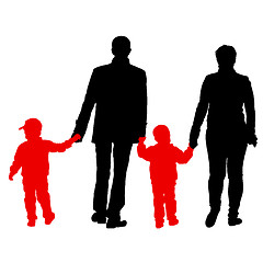 Image showing Black silhouettes Family on white background. 