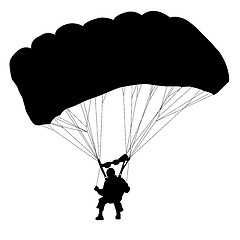 Image showing Skydiver, silhouettes parachuting illustration