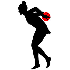 Image showing Silhouette girl  gymnast with the ball. 