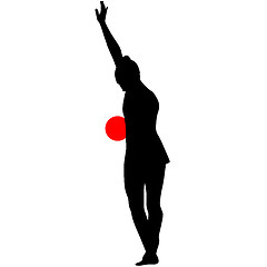 Image showing Silhouette girl  gymnast with the ball. 